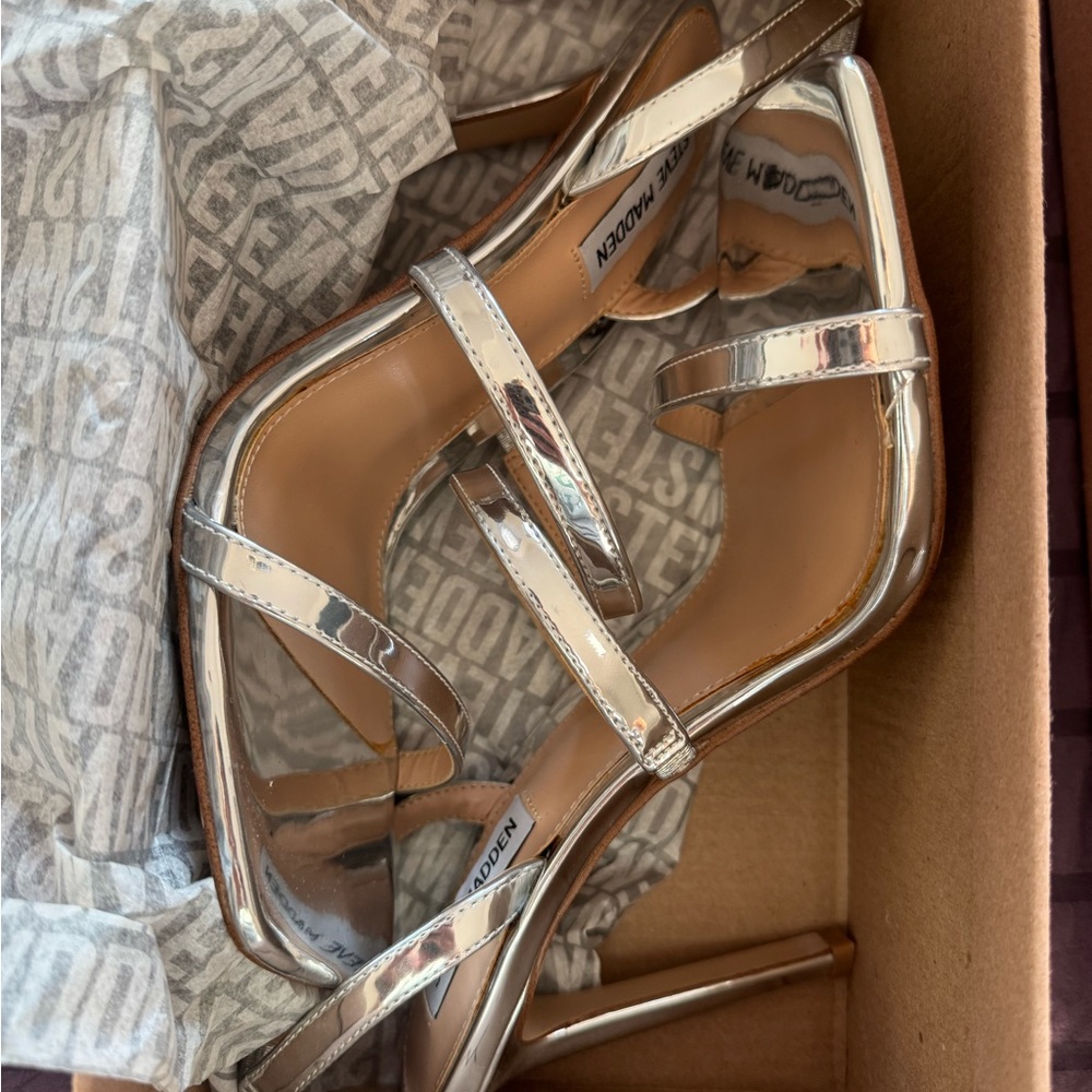 Steve Madden Silver Strappy Heels